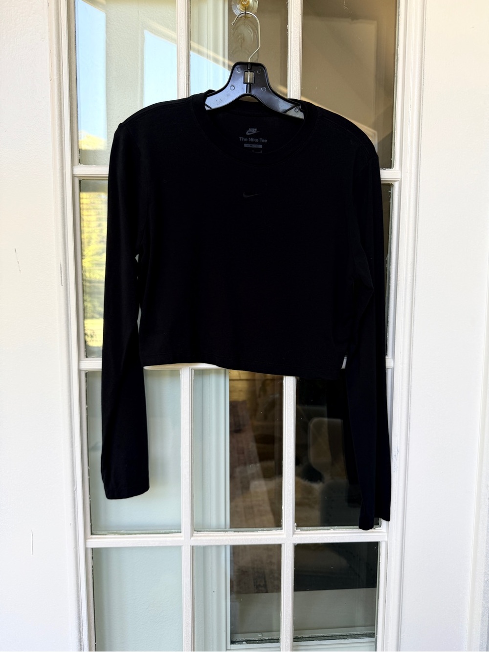 Nike Black Long-Sleeve Cropped Crew Top